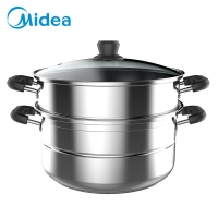 Midea/美的蒸锅家用加厚不锈钢蒸馒头汤 锅电磁炉煤气灶蒸笼屉ZG26Z01