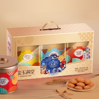 华美金玉满堂635g礼盒祝福零食杏仁蛋 卷小吃零食