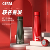 格沵（GERM）可口可乐联名智能数显保温杯女士高颜值男316不锈钢显示温度水杯 牛油果绿【可口可乐联名330ml】