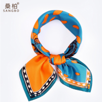 桑柏 素绉缎小方巾桑蚕丝女丝巾礼品礼盒装52*52