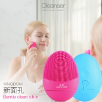 金稻洁面仪毛孔清洁器家用超声波洗脸仪趣味洗脸刷防水硅胶洁面刷308B玫红色