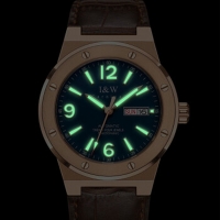 I&W 男士机械表品牌手表巡洋舰系列全自动机械男表玫金-金圈蓝面 爱沃驰IW589G送男友