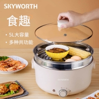 创维skyworth 家用多用途电火锅F23 5L大容量煎烤电热锅 可煎烤一体电炒锅