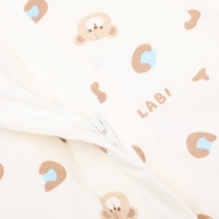 LABI BABY 拉比男女童乖萌熊可脱袖连体衣 浅杏色