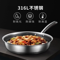美的 (Midea)全面蜂窝煎锅不粘锅316L不锈钢口径26cm不锈钢锅具 CJ26Fry502燃磁通用