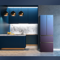 美的 (Midea)电冰箱法式四开门一级能效双变频 铂金净味 BCD-328WFGPM(Q)秘境蓝
