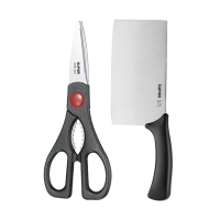 苏泊尔（SUPOR）不锈钢厨房刀具套装菜刀切片刀厨房多用剪刀两件套 TK1717T