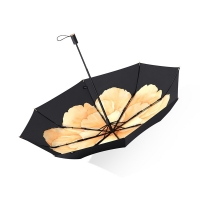 蕉下 太阳伞防晒防紫外线遮阳伞经典大花黑胶伞晴雨两用伞折叠伞 双层三折小黑伞