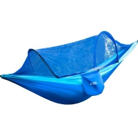 凯亚仕 自动防蚊吊床 户外防蚊晒遮阳速开网单双人便携野餐家用秋千防侧翻 蓝色【有顶棚】