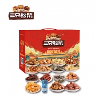三只松鼠零食定制版大礼包榛子酥软沙琪玛坚果礼品礼盒装年货送礼2106g+240ml