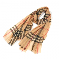 桑柏200支羊绒围巾卡其格100*200cm生日礼物冬季高档保暖加厚