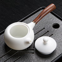 拓牌（素烧）10头素烧羊脂玉瓷-侧把壶 白瓷中式泡茶套装