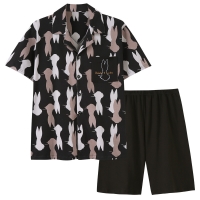男士夏季短袖短裤简约薄款男大码休闲家居服套装旅游可外穿