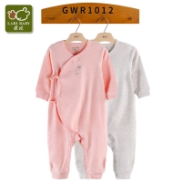 拉比 内衣暖暖新生婴儿春秋连体衣宝宝双面布爬行衣服秋装 全开连体衣
