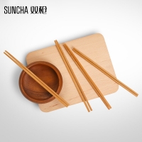 双枪筷子家用酒店用十双套装实竹筷无漆无蜡一人一筷快子