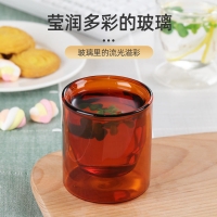 桌艺凡 彩色蛋形双层杯玻璃杯新款家用高硼硅玻璃杯