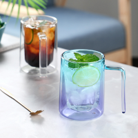 桌艺凡 彩色渐变双层杯新款家用网红冷饮杯300ml