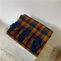 雨绮同款油画围巾英伦复古格子仿羊绒围巾女冬季保暖针织毛线披肩